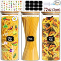BGraceyy Glass Jars with Bamboo Lids, 72oz 3Pcs Kitchen Glass Containers with Bamboo Lids, Airtight Glass Pantry Storage Containers with Lids for Spaghetti, Pasta, Rice, Nuts, Flour, Bean, Dry Foods