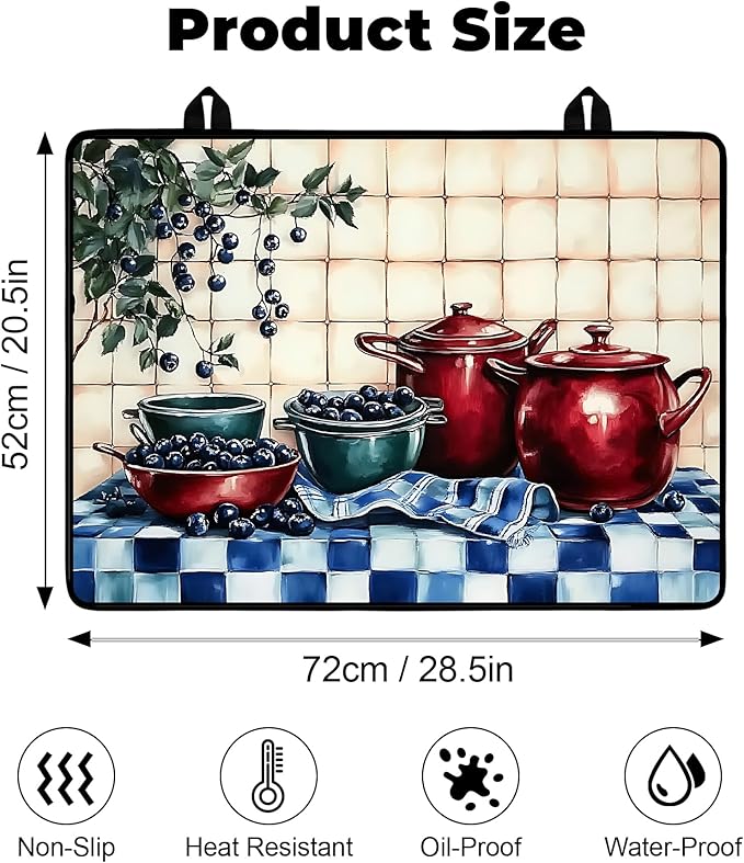 Heat-Resistant Glass Stove Top Cover with Anti-Slip Rubber Coating – Electric Stove Protector, Scratch-Resistant, Expands Counter Space, Stylish Kitchen Decor (Bilberry)
