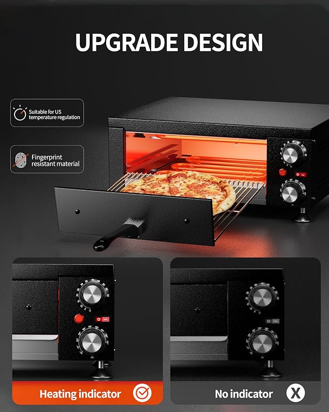 Electric Pizza Oven Indoor Countertop Pizza Oven Commercial Pizza Maker Machine for Home with Timer Stainless Steel Pizza Cooker, Suitable for Both Commercial and Home Use (Black1)