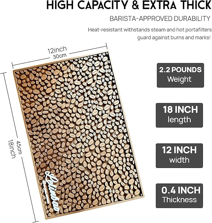 Bar Mats for Countertops, Heavy Duty Rubber Mat, 3D Coffee Bean Coffee Bar Mat, Dish Drying Mat for Kitchen, Restaurant, Coffee Bar Essentials, Non-Slip Drip Tray Mat(Coffee,18"x12")