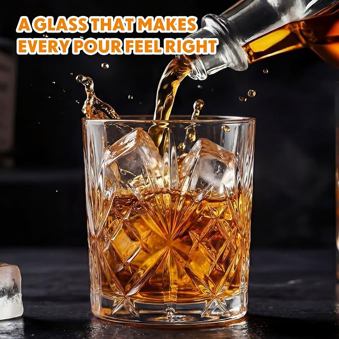 12 Pcs Old Fashioned Whiskey Glasses 8 oz Elegant Crystal Whiskey Glasses Bourbon Cocktail Rocks Glass for Bourbon Scotch Liquor Cocktails Barware Men Gifts