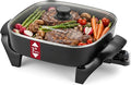 Elite Gourmet PFAS-Free Ceramic Electric Skillet, Extra Deep 12"x12"x3", Less Splatter, Dishwasher Safe, Rapid Heat, EG2313, 1200W, Black