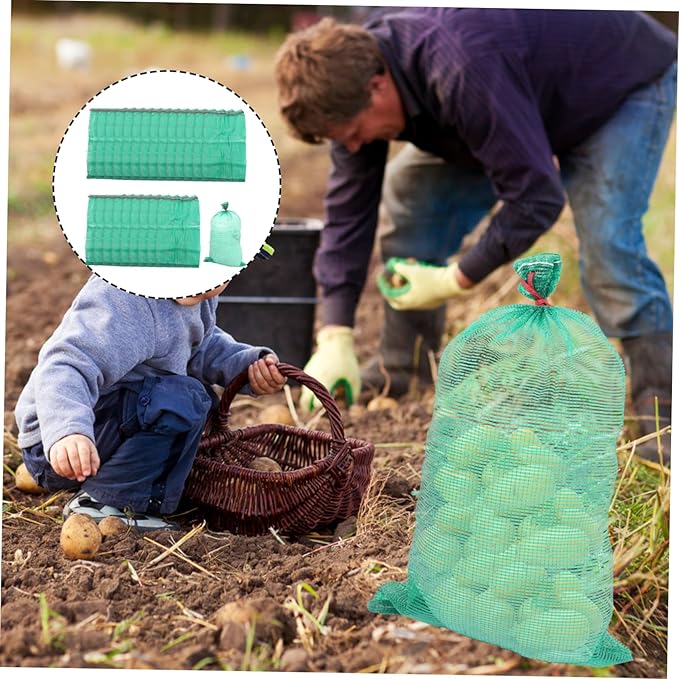 50pcs Onion Storage Mesh Bags Drawstring Produce Bags Mesh Produce Storage for Carrots Garlic Corn