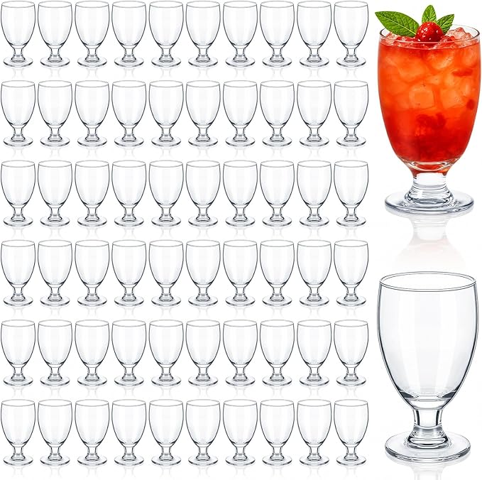 Patelai Set of 60 Water Goblet, 10.5 oz Clear Drinking Glasses Bulk Dishwasher Safe, Stemmed Water Glass for Juice Wine Beer Tea Sangria Cold Beverages, Reusable Glassware for Home Party Restaurant