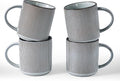 famiware Coffee Mug Set for 4, Star 16 oz Catering Mugs Cup Set with Handle for Coffee, Tea, Cocoa, Milk - Ceramic Stoneware Drinkware Set, Smoky Blue