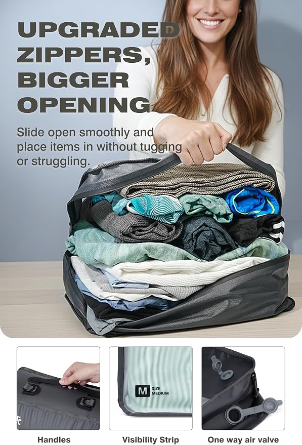 AirVault Reusable Vacuum Compression Travel Bag for Carry-On Suitcase and Backpack, Recycled IPX8 Waterproof Space Saver Vacpack (18L (21L (2-Pack))