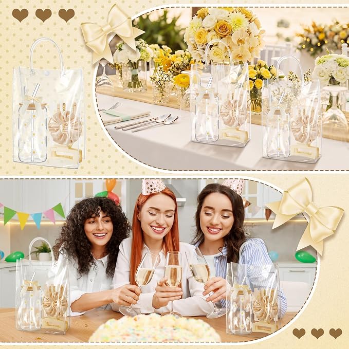 Suncalla 36 Pcs 6 Set Beige Birthday Gifts for Women, Sleepover Spa Party Girls Trip Bachelorette Party Favors for 6 People, Daisy Glass Cup Bracelets Hair Bands Hair Clip Tote Bags Bows