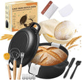 Pre-Seasoned Cast Iron Dutch Oven for Bread Baking - incl. Sourdough Bread-Baking Supplies like Proofing Basket, 2-in-1 Dutch Oven Pot with Skillet Lid and Dual Handles, Sour Dough Tools, Lame, 5QT