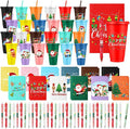 Feifeiya 72 Pcs/ 24 Set Bulk Gifts for Christmas 24 oz Christmas Tumbler with Lids and Straws Xmas Pens Notepads Set Reusable Plastic Cups for Holiday Classroom Gift Party Favor Employee