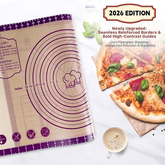 Baking Mat, 24" x36" Silicone Extra Large Non Stick Baking Sheet Mat with Measurement Non-slip Dough Rolling Mat,Reusable Food Grade Silicone Counter Mat for Making Cookies,Macarons,Bread and Pastry