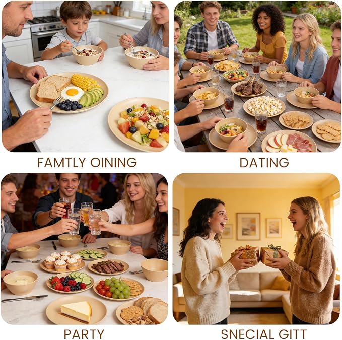 Unbreakable Dinnerware Set for 6 Butter Yellow 18 Piece Melamine Wheat Straw BPA Free Lightweight Dishwasher Safe Shatter Resistant for Kitchen Farmhouse Daily Breakfast
