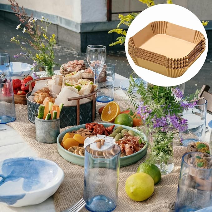 Air Fryer Liners Disposable,200PCS Victoyaw 9 Inch Square Air Fryer Parchment Paper Liners for 5-8QT Air fryer,Non-Stick Waterproof Airfryer Liners