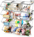 Yerliker 12 Pcs Clear Plastic Storage Bins with Lids Large Stackable Pantry Storage Organizer Bins Kitchen Organization Cabinet Organizers Ideal Containers for Fridge, Kitchen, Cabinets (Clear)