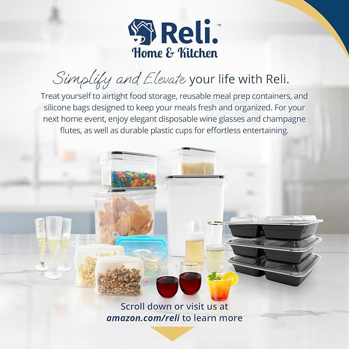 Reli. Airtight Canister Set with Lids (16 Set) | Clear Plastic Food Storage Canisters | Variety Pack | BPA-Free