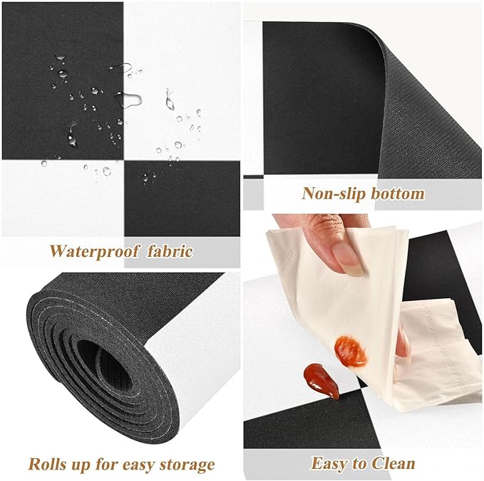 Heat Resistant Table Runner Trivet for Hot Pots and Pans 39 x 12 Inch Long Hot Pad Decorative Table Protector for Kitchen Countertop Checkered Black and White