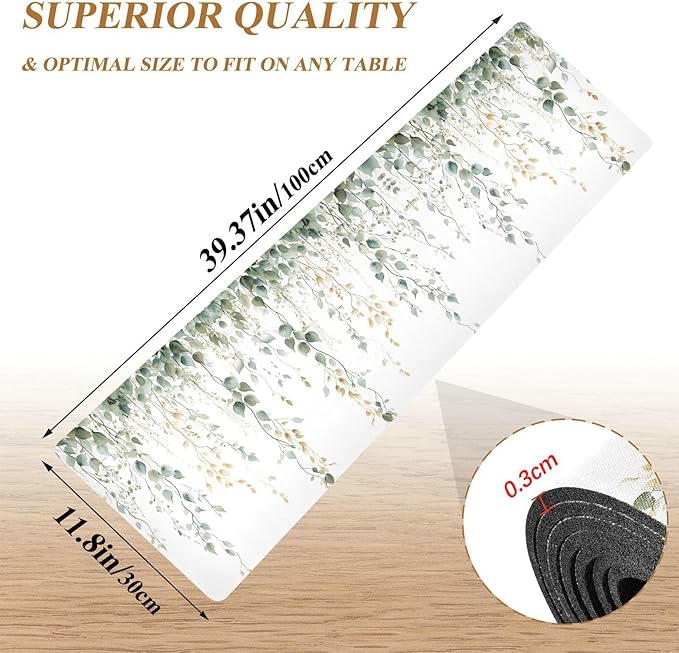 Trivet Table Runner 40 Inches Long Leaf Painting Heat Resistant Hot Pad Multi Purpose Mat for Hot Pots Pans Kitchen Countertops
