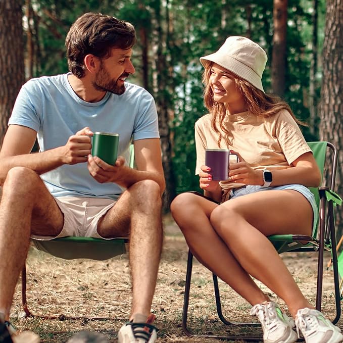 MEWAY 12oz Coffee Mug With Handle and Sliding Lid,Stainless Steel Travel Tumbler Cup with Handle,Double Wall Vacuum Insulated Camping Cup for Hot & Cold Drinks Tea (Plum,Set of 1)