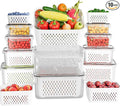 KEMETHY 10 Pack Fruit Storage Containers for Fridge with Removable Colanders - Food Storage Containers with Lids, BPA-Free Produce Containers Keep Fruits, Vegetables, Berry, Meat Fresh Longer