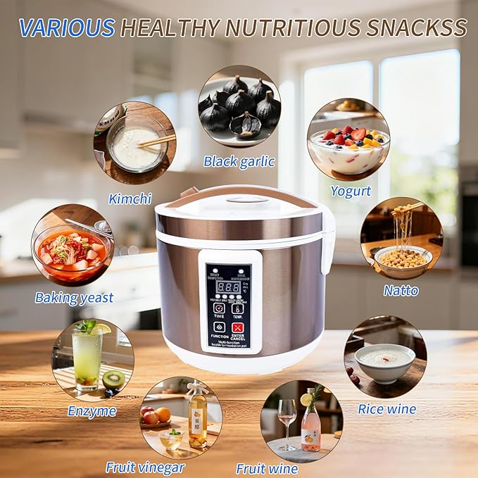 5L Black Garlic Fermenter,110V Yogurt Maker with Adjustable Temperature & Time Control,Garlics Maker Multi, Clove Garlic Cooker, Kimchi machine,Sweet Rice Wine Maker Full Automatic,Natto Maker