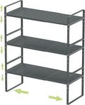 Jojocross Expandable Stackable Spice Rack Cabinet Shelf Organizer in Cabinets Shelves Kitchen Cupboard Organization Stack up Racks Pantry Countertop Storage (Gun-Gray, Large 3 Packs G)