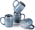 GBhome 20oz Large Coffee Mugs Set of 4, Handmade Ceramic Coffee Mugs Set for Latte/Tea/Beer/Hot Cocoa, Dishwasher & Microwave Safe- Blue Horizon