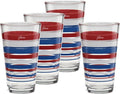 Officially Licensed Fiesta Stripes 16-Ounce Tapered Cooler Glass (Set of 4) (Red White Blue Collection)
