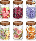 6oz Small Glass Jars with Wood Lid Spice Jar Round Food Storage Canister Clear Glass Containers Jar for Ground Seasoning Pantry Sugar Tea Coffee Bean Spice Herb Cookies(6 * 200ml(6.76oz))