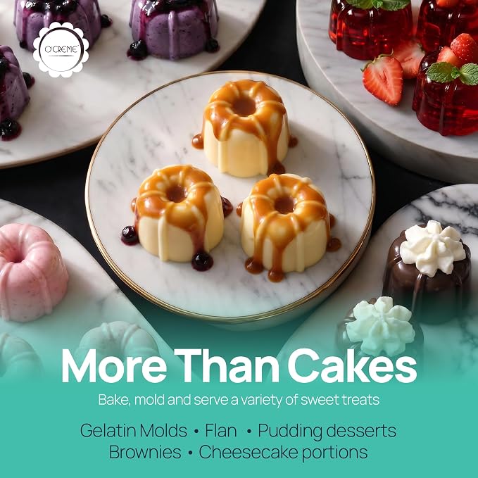 O’Creme Bakeable Plastic Mini Cake Pan & Jello Mold – Non-Stick Silicone Baking Pan – Reusable Mold For Baking, Desserts and More – 25 QTY Pack