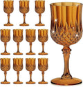 7OZ Plastic Wine Glasses, Reusable Vintage Goblets Unbreakable Drinking Glasses Crystal Water Cups Champagne for Wedding, Parties (12, Amber)