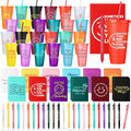 Feifeiya 72 Pcs/ 24 Set Thank You Gift Bulk 24 oz Employee Teacher Appreciation Tumbler with Lids and Straws Motivational Pens Inspirational Notepads Set Plastic Cups Gift for Team Staff Coworker