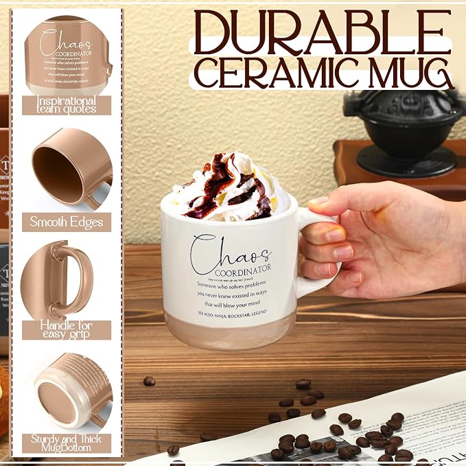 Didaey 10 Pcs Chaos Coordinator Gift Bulk Inspirational Ceramic Coffee Mugs 13 oz Thank You Mugs Back to School Office Funny Gifts for Women Men Teacher Boss Manager Employee Coworker, 10 Colors
