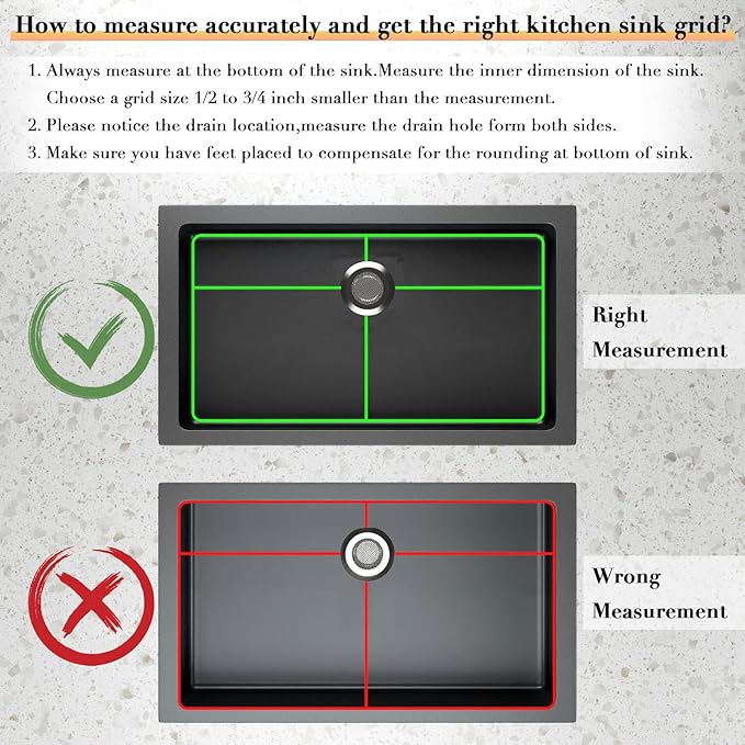 Sink Grid for Single Bowl Kitchen Sink, Stainless Steel Sink Protector Grate with Rear Drain, 28-3/8’’ x 14-3/16’’ Sink Bottom Protector for Kitchen Sink