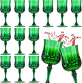 Pinkunn 12 Pcs 7 oz Plastic Vintage Wine Glasses Reusable Colored Goblets Patterned Drinking Water Glasses Cup Dishwasher Safe for Mother's Day Wedding Reception Party Supplies (Green)