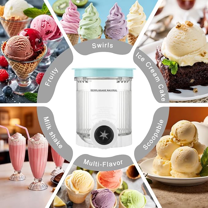 4 Pack Creami Swirl Pints and Lids for Ninja, Compatible with NC700 Series, NC701, NC701C, Creami Containers for Swirl Ice Cream & Soft Serve Makers, BPA-Free & Dishwasher Safe, Clear/Multi-Color