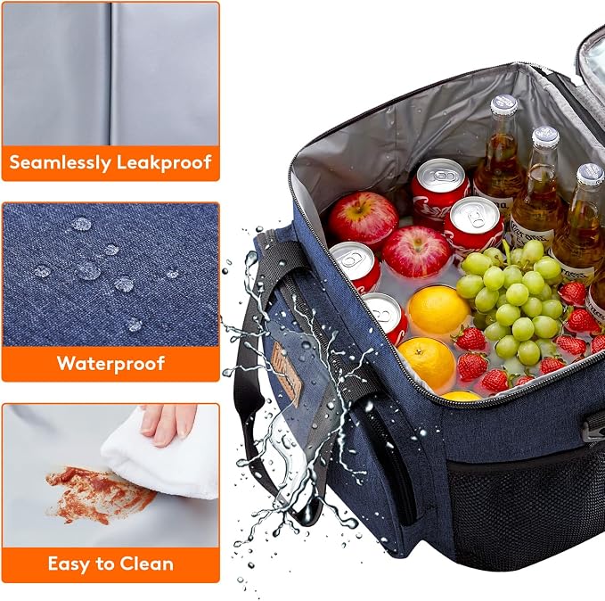 Lifewit Medium Lunch Bag Insulated Lunch Box Soft Cooler Cooling Tote for Adult Men Women, Dark Blue 48-Can (33L)
