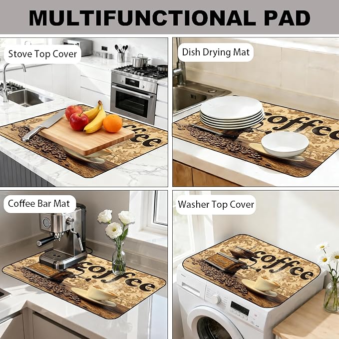 Stove Top Cover for Electric Stove, Vintage Farmhouse Style Glass Cooktop Protector, Multi-functional Kitchen Counter & Washer Top Cover