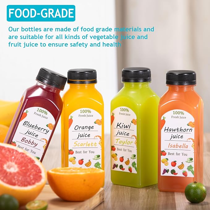 120Pcs 12 Oz Plastic Juice Bottles with Caps,Clear Reusable Water Bottle & Tamper Proof Lids,Juice Containers,Juicing Bottles for Fruit Juice,Smoothies,Coffee - Food Grade & Travel Bottle