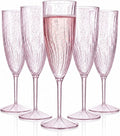 WDF 36PCS Pink Champagne Flutes Plastic - 6 OZ Pink Glitter Disposable Champagne Flutes for Wedding/Birthday/Parties/Bridal Shower