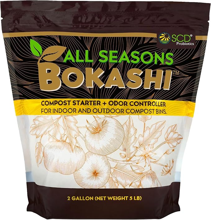All Seasons Bokashi 5 lb Compost Starter - Dry Bokashi Bran for Kitchen Compost Bin, Electric Composter, Composts Food, Garden and Pet Waste, Controls Bad Odors by SCD Probiotics (2 Gallons)