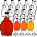 Hoolerry 24 Pack Glass Maple Syrup Bottles with 4 Stainless Steel Funnels, Clear Glass Bottle with Loop Handle Glass Containers for Liquids Maple Syrup Jars with Lids (12.68 OZ)