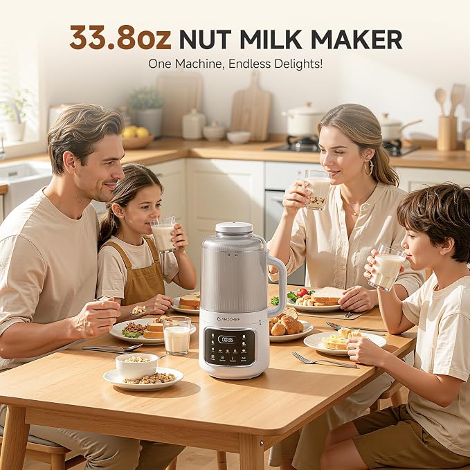 10-in-1 Nut Milk Maker Blender with Detachable Design: 33.8oz Homemade Soy, Almond, Juice, Oat Milks for Plant-Based Milks Soy Milk Maker With Delay Start/Keep Warm/Boil Water/Hot Self-cleaning