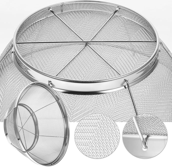 SHOWERORO Stainless Steel Rice Washing Sieve 8.5 Inch Fine Mesh Bowl Strainer for Rice Washing and Draining Kitchen Utensil