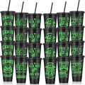 Kochorie 24 Pieces Video Game Plastic Cups 24 Ounces Gaming Party Cups with Lids and Straws Black Green Video Game Tumbler Cups for Birthday Party Video Game Party Supplies Tableware