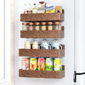 Mystozer Magnetic Spice Rack for Refrigerator, Kitchen Organizer and Storage Shelf, Wood Red (4 Pack)…