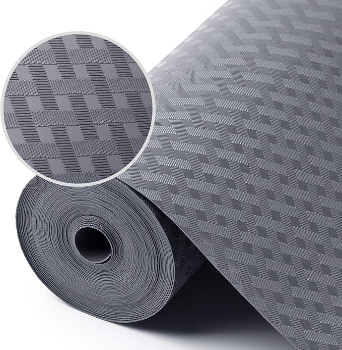 Shelf Liners for Kitchen Cabinets Refrigerator Liners Waterproof Kitchen Cupboard Liner Durable Plastic Drawer Mats EVA Material Non Adhesive Fridge Mats for Shelves - Gray 17.5 x 157.4 Inches