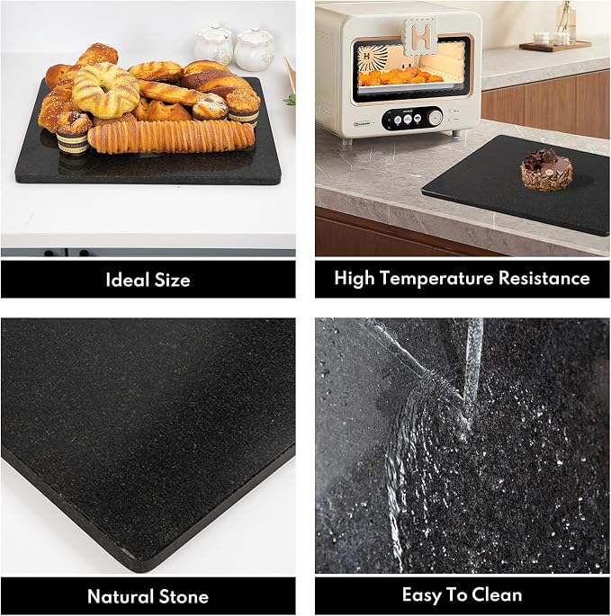 Lovdeco Granite Black Cutting Board, Pastry Board For Kitchen, Large Black Marble Slab Gift With Non-Slip Feets, 16x20 Inch, 1 Piece