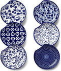 vancasso 6-Pack Ceramic Spoon Rest for Stove Top, Decorative Ceramic Cooking Spoon Holder for Kitchen Counter, 4.8 Inch Blue White Chinoiserie Floral Spoon Rest, Farmhouse Style, Heat-Resistant