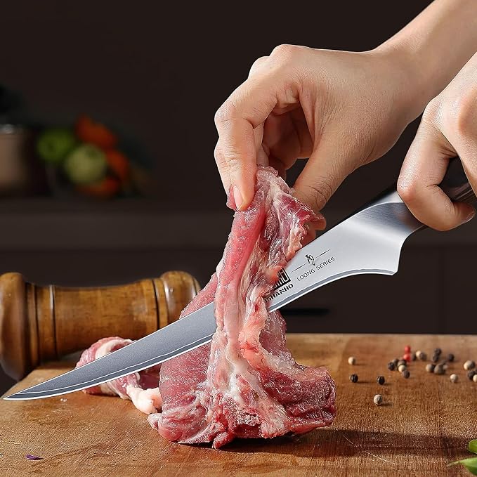 HOSHANHO BBQ Carving Knife Set, Brisket Slicing & Boning Knife for Meat Cutting, Professional Ultra Sharp Butcher Carving Knife in Japanese High Carbon Steel