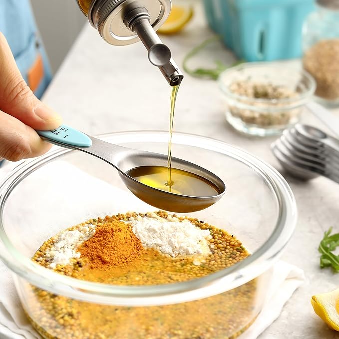Spring Chef Dual Sided Magnetic Measuring Spoons Set, Pastel, Set of 8 & Stainless Steel Magnetic Measuring Cups, Set of 7, Black - 2 Product Bundle