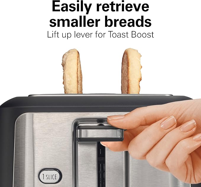 Hamilton Beach Gourmet 2 Slice Slot Toaster with Extra Long & Wide Slots,Sure-Toast Technology,Shade Selector with 7 Browning Levels,Bagel Setting,Matte Black and Stainless Steel (22996),(Pack of 2)